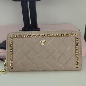 Tan Gold Quilted Wallet